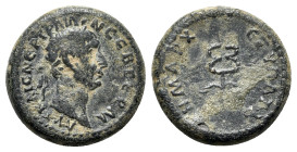 Trajan (98-117). Seleucis and Pieria. Æ Semis (17mm, 3.76g, 6h). Rome for circulation in Syria, 98-9. Laureate head r. R/ Winged caduceus. McAlee 501;...