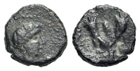Uncertain Ruler (1st century AD). Judaea, Ascalon. Æ (11.5mm, 1.39g, 12h). Bare head r. R/ Crossed cornucopias. RPC I 4876; BMC 42-4. VF
