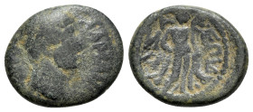 Hadrian (117-138). Judaea, Gaza. Æ (18mm, 4.48g, 12h). Laureate head r. R/ Herakles standing facing, head r., holding club and lion skin. RPC III 4037...