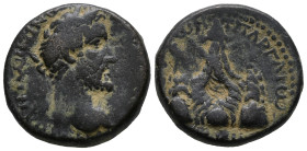 Antoninus Pius (138-161). Cappadocia, Caesarea. Æ (21mm, 9.21g). Laureate head r. R/ ΝΙΚΑΙЄΩN, Mount Argaeus with tall conical top. Cf. RPC IV.3 onlin...