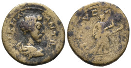 Marcus Aurelius (161-180). Bithynia, Prusa ad Olympum. Æ (20mm, 4.60g). Bare-headed, draped and cuirassed bust r. R/ Artemis advancing r., holding tor...