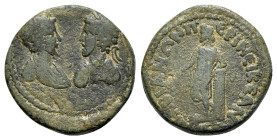 Marcus Aurelius (161-180) with Commodus. Lydia, Nicaea Cilbianorum. Æ (20mm, 6.63g, 6h). Laureate, draped and cuirassed busts of Marcus Aurelius and C...