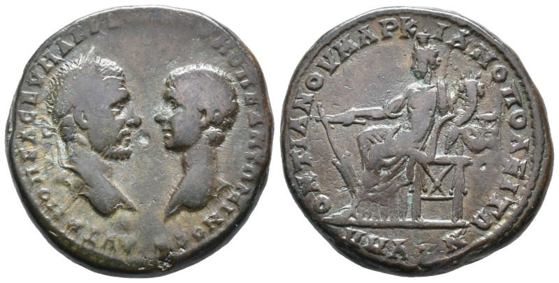 Macrinus and Diadumenian (217-218). Moesia Inferior, Marcianopolis. Æ (24mm, 12....