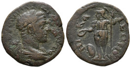 Maximinus I (235-238). Bithynia, Nicaea. Æ (21mm, 6.67g). Laureate, draped and cuirassed bust r. R/ Athena standing l., holding patera and spear; shie...