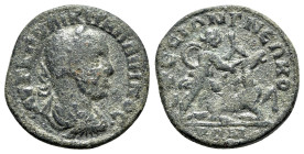 Maximinus I (235-238). Ionia, Ephesus. Æ (20mm, 4.92g, 6h). Laureate, draped and cuirassed bust r. R/ Artemis advancing r., seizing stag by the horns ...