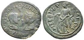 Gordian III with Tranquillina (238-244). Thrace, Mesambria. Æ (25mm, 10.14g). Confronted busts of Gordian III, laureate, draped and cuirassed, and Tra...