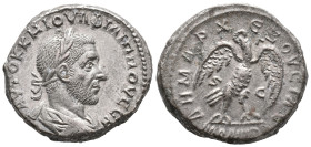 Philip I (244-249). Seleucis and Pieria, Antioch. BI Tetradrachm (22mm, 13.33g). Laureate, draped and cuirassed bust r. R/ Eagle standing r., head l.,...