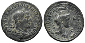 Philip I (244-249). Seleucis and Pieria, Antioch. Æ 8 Assaria (30mm, 11.95g, 6h). Laureate, draped and cuirassed bust r. R/ Turreted and veiled bust o...