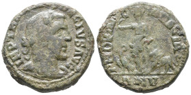 Trajan Decius (249-251). Dacia. Æ (25mm, 17.8g), year 5 (AD 250/1). Laureate, draped and cuirassed bust r. R/ Pax standing left, holding branch and sc...