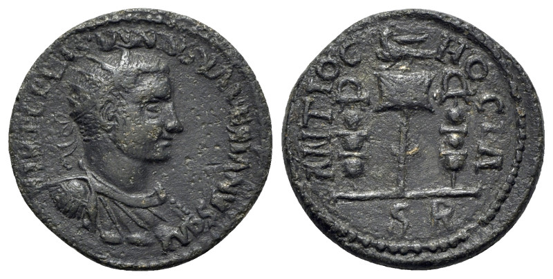 Valerian I (253-260). Pisidia, Antioch. Æ (22mm, 5.09g, 6h). Radiate, draped and...