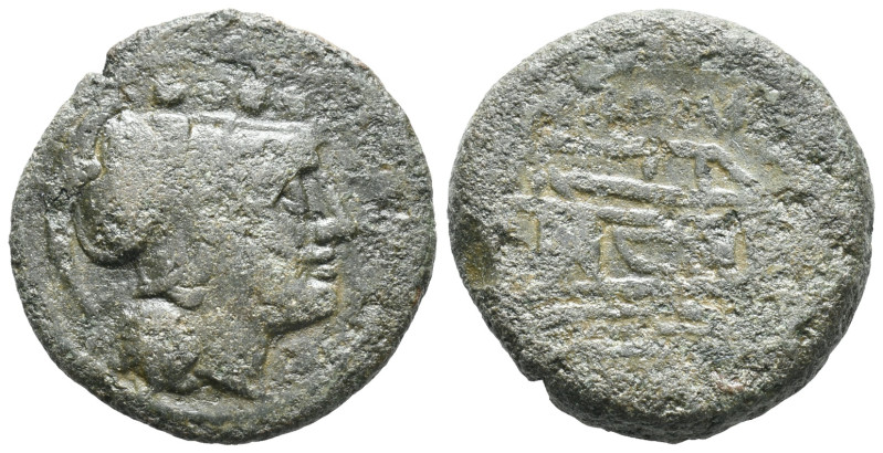 Anonymous, Uncertain mint, after 211 BC. Æ Triens (21mm, 10.56g). Helmeted head ...