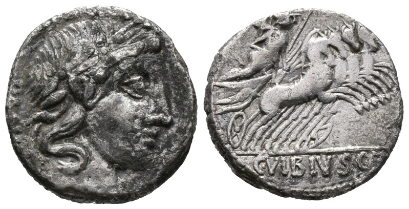 C. Vibius C.f. Pansa, Rome 90 BC. AR Denarius (17mm, 3.80g). Laureate head of Ap...