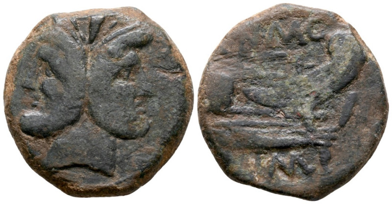 Cnaeus Pompey Jr., Corduba, Summer 46-Spring 45 BC. Æ As (29mm, 21.82g). Laureat...