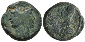 Sextus Pompey, Sicilian mint, 43-36 BC. Æ As (28mm, 24.15g). Laureate head of Janus with features of Pompey the Great. R/ Prow of galley r. Crawford 4...