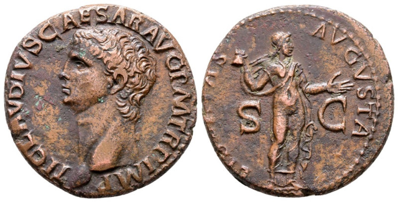 Claudius (41-54). Æ As (27 mm 10,94 g), Rome, 41-2. Bare head l. R/ Libertas sta...