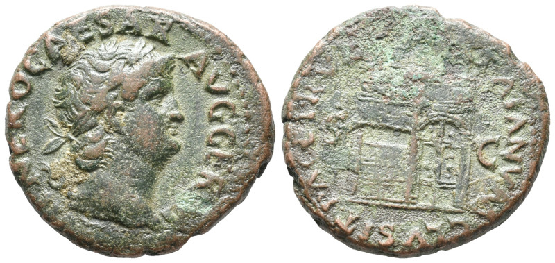 Nero (54-68). Æ As (22mm. 11g). Rome, c. AD 65. Laureate head r. R/ Temple of Ja...