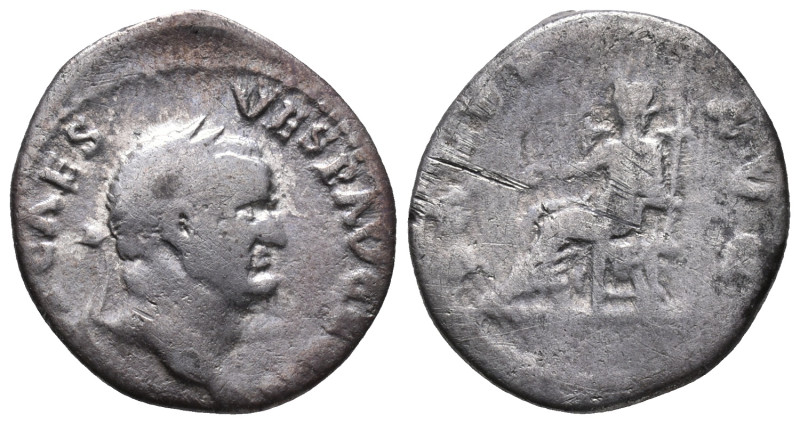 Vespasian (69-79). AR Denarius (18mm, 2.92g). Rome, AD 73. Laureate head r. R/ S...