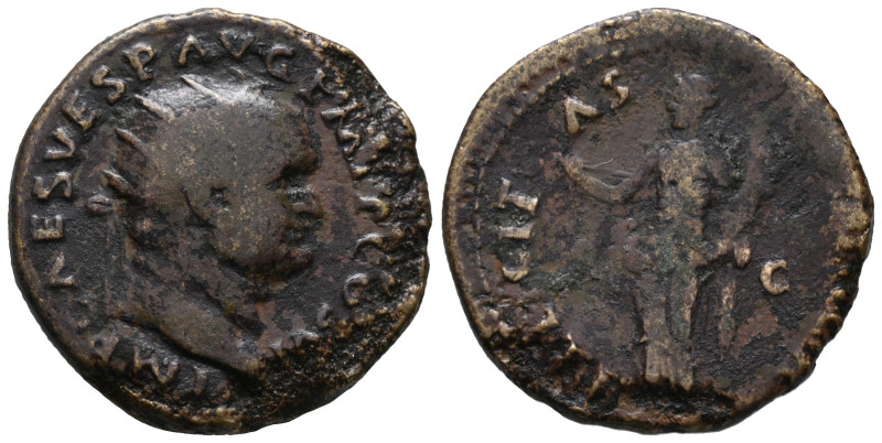 Vespasian (69-79). Æ Dupondius (25mm, 10.72g). Rome, AD 75. Radiate head r. R/ F...