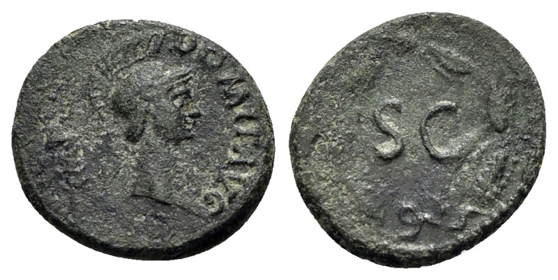 Domitian (81-96). Æ Quadrans (15mm, 2.74g, 6h). Rome, 84-5. Helmeted head of Min...