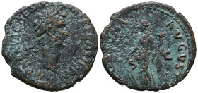 Nerva (96-98). Æ As (29mm, 11.08g). Rome, AD 97. Laureate head r. R/ Fortuna standing l., holding rudder and cornucopiae. RIC II 60. Fine