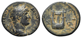 Hadrian (117-138). Æ Semis (19mm, 3.56g, 6h). Rome, 125-8. Laureate and draped bust r. R/ Lyre. RIC II.3 758; RIC II 688; McAlee 547a; RPC III 3763. G...