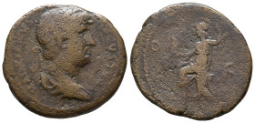 Hadrian (117-138). Æ As (23mm, 8.00g). Rome, 125-8. Laureate and draped bust r. R/ Roma seated l. on cuirass, holding Victory and spear. RIC II.3 759....