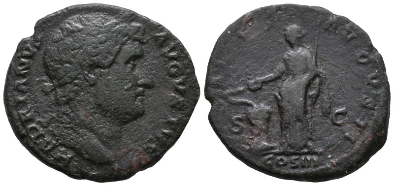 Hadrian (117-138). Æ As (25mm, 9.25g). Rome, 125-126/7. Laureate head r. R/ Salu...