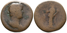 Hadrian (117-138). Æ Sestertius (31.5mm, 25.40g). Rome. Laureate and draped bust r., seen from behind. R/ Fortuna(?) standing l., holding patera(?) an...