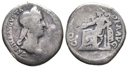 Sabina (Augusta, 128-136/7). AR Denarius (17mm, 2.73g). Rome, c. 128-134. Draped bust r., wearing stephane. R/ Concordia seated l., holding patera and...