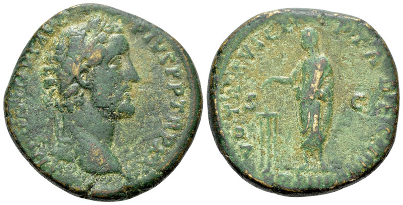 Antoninus Pius, 138-161. Sestertius (Bronze, 31mm, 22.32g, 11h), Rome, 158-159. ...