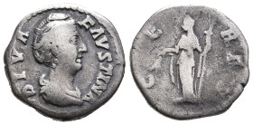 Diva Faustina Senior (died 140/1). AR Denarius (17mm, 2.76g). Rome, c. 146/7-161. Diademed and draped bust r. R/ Ceres standing l., holding grain ears...
