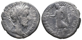 Marcus Aurelius (161-180). AR Denarius (16mm, 2.83g). Rome, 176-7. Laureate head r. R/ Victory advancing l. holding wreath and palm. RIC III 378; RSC ...