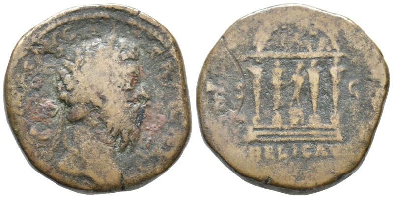 Marcus Aurelius (161-180). Æ Sestertius (27mm, 22.71). Rome, AD 173. Laureate he...