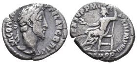 Commodus (177-192). AR Denarius (17mm, 2.70g). Rome. Laureate head r. R/ Jupiter seated l., holding branch and sceptre. RIC III 152. Fine