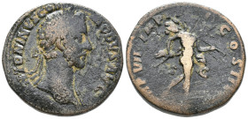 Commodus (177-192). Æ Sestertius (29mm, 23.45g). Rome, AD 182. Laureate head r. R/ Mars advancing r., carrying spear and trophy. RIC III 323. Good Fin...