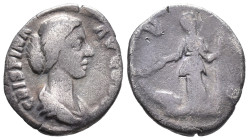 Crispina (Augusta, 178-182). AR Denarius (16mm, 2.65g). Rome. Draped bust r. R/ Juno standing l., holding patera and sceptre; to l., peacock standing ...
