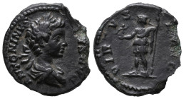 Caracalla (198-217). AR Denarius (18mm, 2.75g). Rome, AD 207. Laureate and draped bust r. R/ Virtus standing l., holding Victory and spear. RIC IV 149...