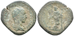 Severus Alexander (222-235). Æ Dupondius (22mm, 11.41g). Rome, 222-231. Radiate and draped bust r. R/ Providentia standing l. leaning on column, holdi...