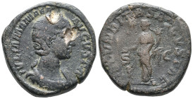 Julia Mamaea (Augusta, 222-235). Æ Sestertius (28mm, 27.15g). Rome, AD 232. Draped bust r., wearing stephane; c/ms (?). R/ Fecunditas standing l., hol...