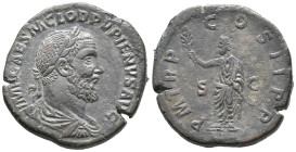 Pupienus (AD 238). Æ Sestertius (28mm, 21.3g). Rome. Laureate, draped and cuirassed bust r. R/ Pupienus standing l., holding branch and parazonium. RI...