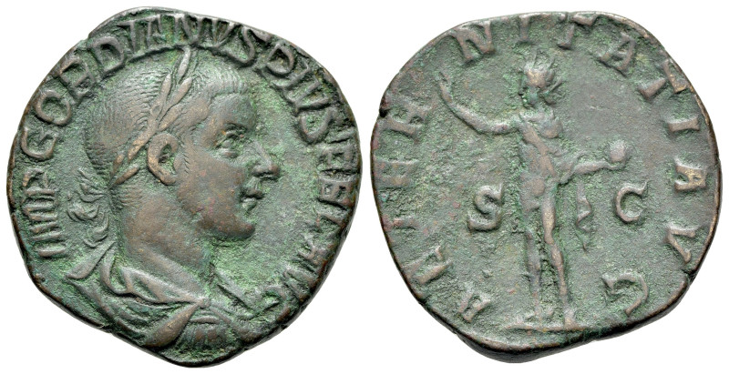 Gordian III (238-244). Æ Sestertius (28mm, 13.72g, 11h). Rome, AD 240-3. Laureat...