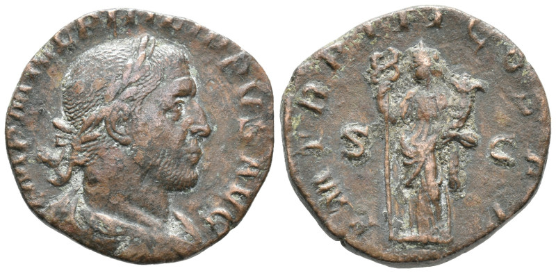 Philip I (244-249). Æ Sestertius (24mm, 12.88g). Rome, AD 246. Laureate, draped ...