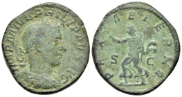 Philip I (244-249). Æ Sestertius (28mm, 19.47g, 12h), Rome. IMP M IVL PHILIPPVS AVG Laureate, draped and cuirassed bust of Philip I to right. R/ PAX A...