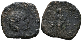 Otacilia Severa (Augusta, 244-249). Æ Sestertius (24mm, 15.43g). Rome, AD 249. Draped bust r., wearing stephane. R/ Pietas standing l., raising hand a...