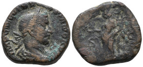 Volusian (251-253). Æ Sestertius (32mm, 26.00g). Rome, AD 253. Laureate, draped and cuirassed bust r. R/ Concordia standing l., holding patera and dou...
