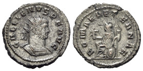 Gallienus (253-268). Antoninianus (23mm, 4.01g, 6h). Antioch, c. 262-4. Radiate and cuirassed bust r. R/ Roma seated l. on shield, holding Victory and...