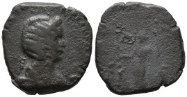 Salonina (Augusta, 254-268). Æ Sestertius (25mm, 14.17g). Rome. Diademed and draped bust r. R/ Juno(?) standing l., holding patera and sceptre. Cf. RI...
