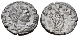 Claudius II (268-270). Antoninianus (17mm, 3.13g, 6h). Mediolanum. Radiate, draped and cuirassed bust r. R/Spes advancing left, holding flower and rai...
