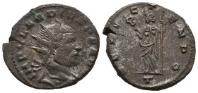 Claudius II (268-270). Antoninianus (20mm, 3.42g). Mediolanum. Radiate, draped and cuirassed bust r. R/ Felicitas standing l., holding caduceus and sc...
