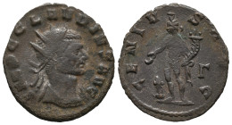 Claudius II (268-270). Antoninianus (20mm, 2.85g). Rome. Radiate and cuirassed bust r. R/ Genius standing l., holding patera and cornucopia; altar to ...